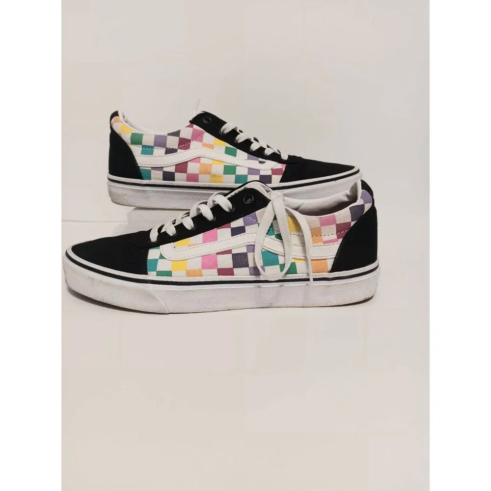 Vans  Black /Colorful Checkered Board Sneakers Women's Sz 10